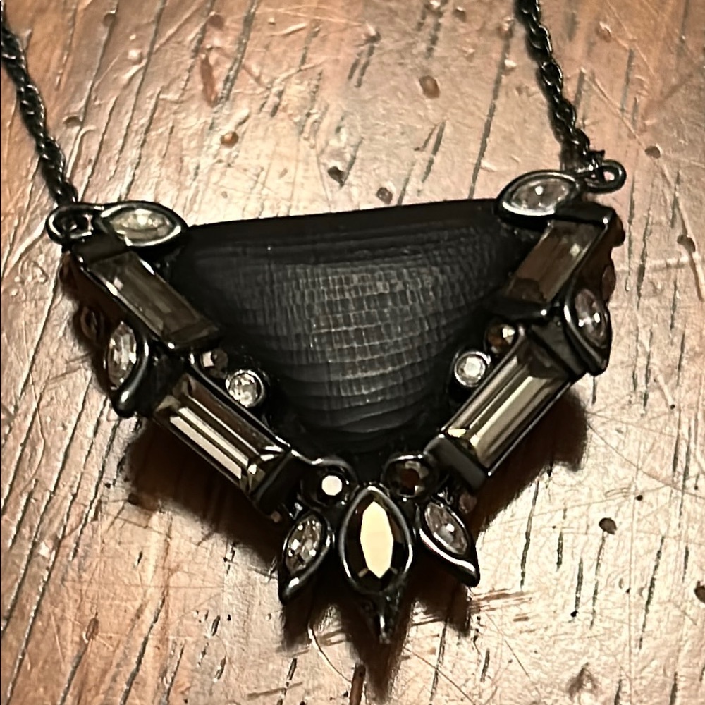 Alexis Bittar Black Stone With Crystals Necklace